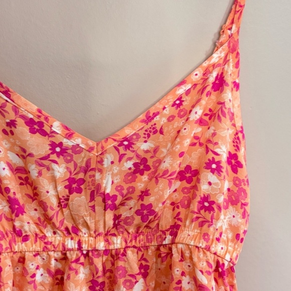 5/$20👙 La Vie En Rose Coral and Pink Floral Babydoll Chemise - Picture 3 of 8